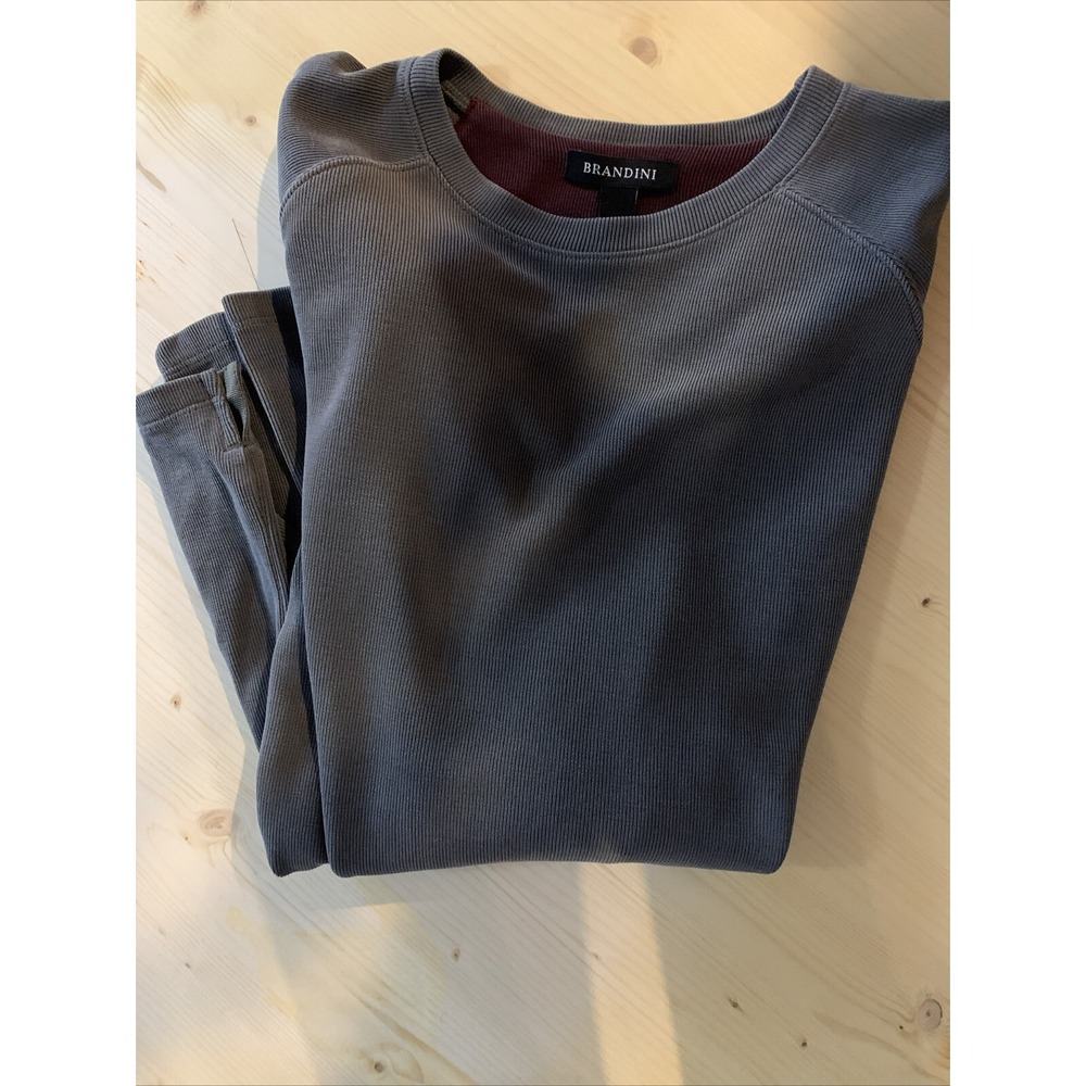 Brandini Small Ribbed‎ Long Sleeve Shirt Pullover Gray Modal Stretch Men's L